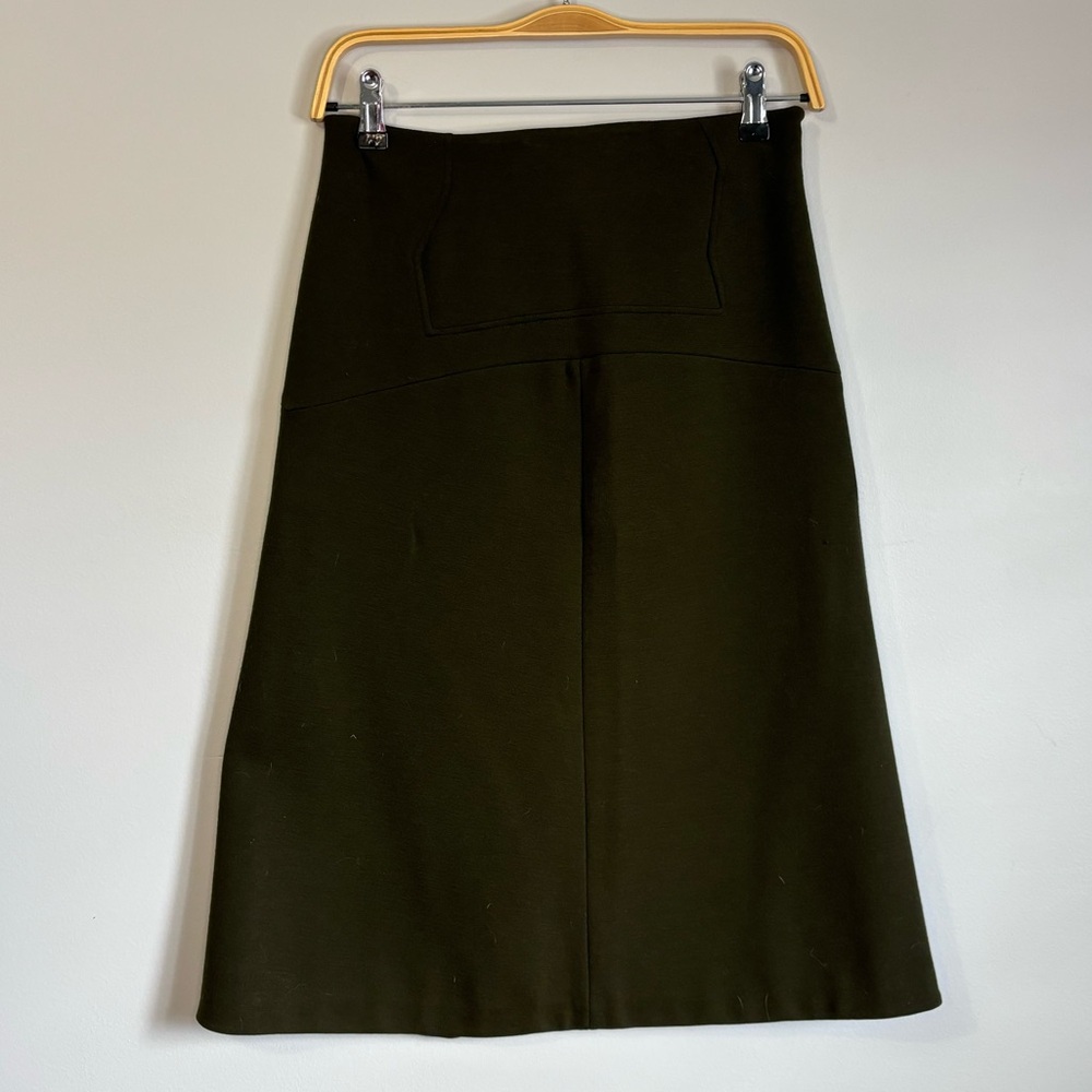 Diane von Furstenburg Dark Green Wool A-Line Skirt